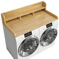 Wood 2 - Tier Washer Dryer Countertop with Edge Rails, 54" W x 27.5" D Washer and Dryer Topper for Laundry Room Organization and Storage, Walnut