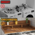 Wood 2 - Tier Washer Dryer Countertop with Edge Rails, 54" W x 27.5" D Washer and Dryer Topper for Laundry Room Organization and Storage, Walnut