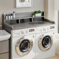 Wood 2 - Tier Washer Dryer Countertop with Edge Rails, 54" W x 27.5" D Washer and Dryer Topper for Laundry Room Organization and Storage, Walnut