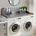Wood 2 - Tier Washer Dryer Countertop with Edge Rails, 54" W x 27.5" D Washer and Dryer Topper for Laundry Room Organization and Storage, Walnut