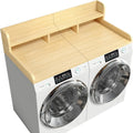 Wood 2 - Tier Washer Dryer Countertop with Edge Rails, 54" W x 27.5" D Washer and Dryer Topper for Laundry Room Organization and Storage, Walnut