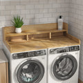 Wood 2 - Tier Washer Dryer Countertop with Edge Rails, 54" W x 27.5" D Washer and Dryer Topper for Laundry Room Organization and Storage, Walnut