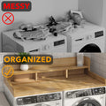 Wood 2 - Tier Washer Dryer Countertop with Edge Rails, 54" W x 27.5" D Washer and Dryer Topper for Laundry Room Organization and Storage, Walnut