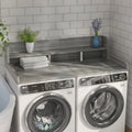Wood 2 - Tier Washer Dryer Countertop with Edge Rails, 54" W x 27.5" D Washer and Dryer Topper for Laundry Room Organization and Storage, Walnut