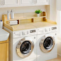 Wood 2 - Tier Washer Dryer Countertop with Edge Rails, 54" W x 27.5" D Washer and Dryer Topper for Laundry Room Organization and Storage, Walnut